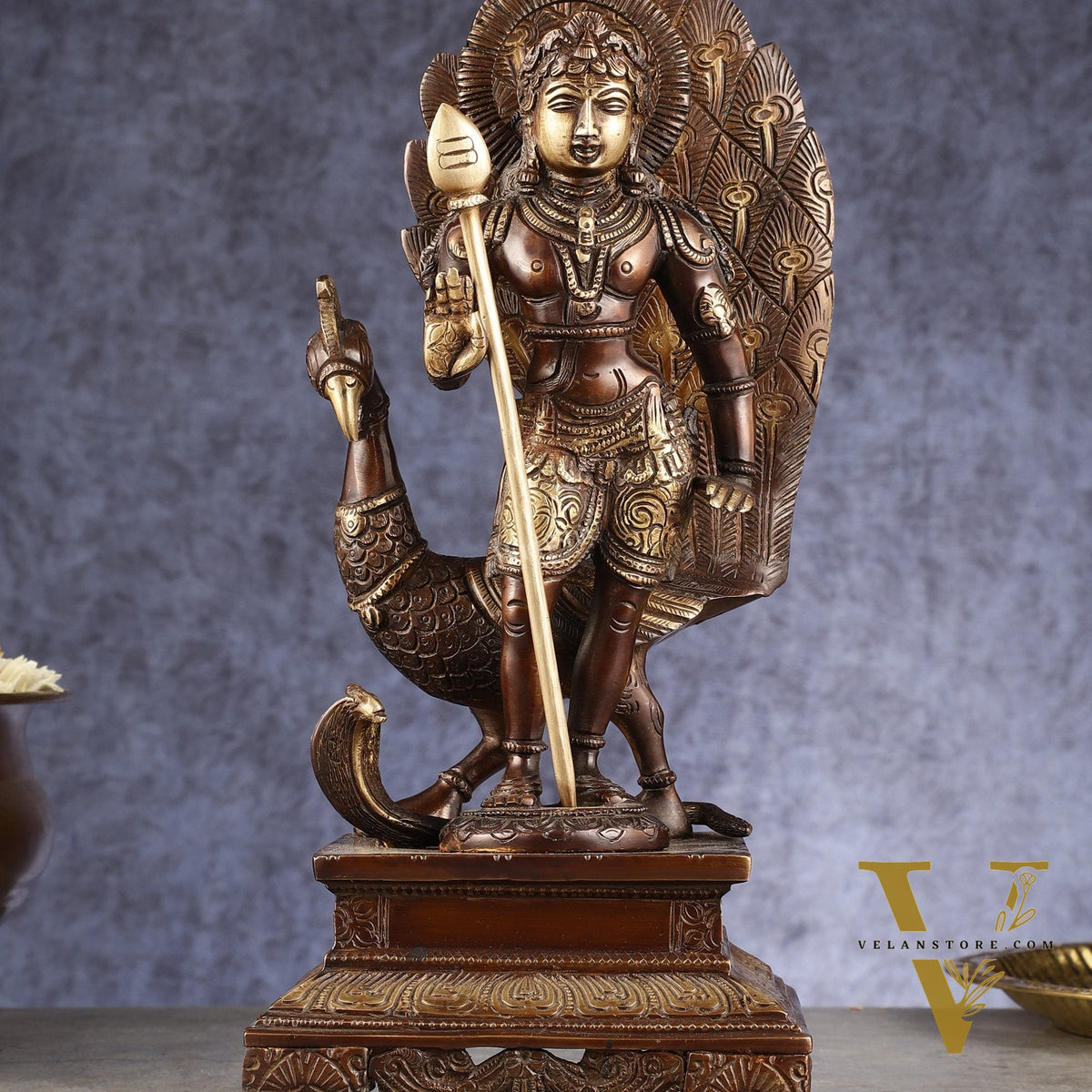 Handcrafted Lord Murgan Brass Idol - 12" Chola Finish