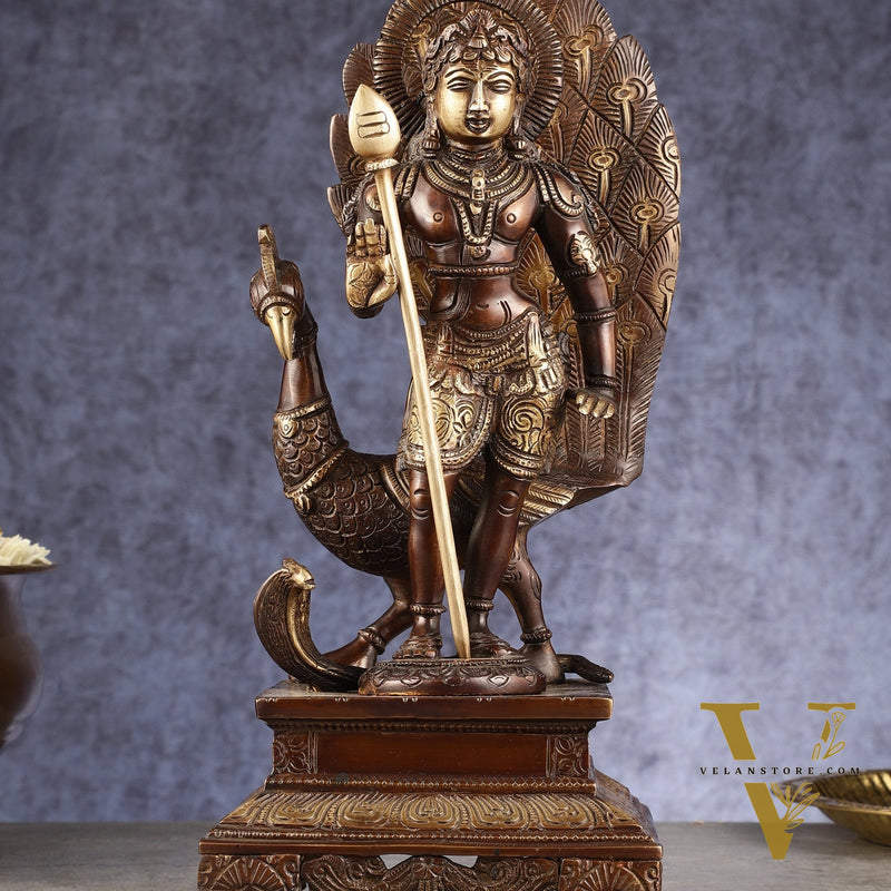Handcrafted Lord Murgan Brass Idol - 12" Chola Finish