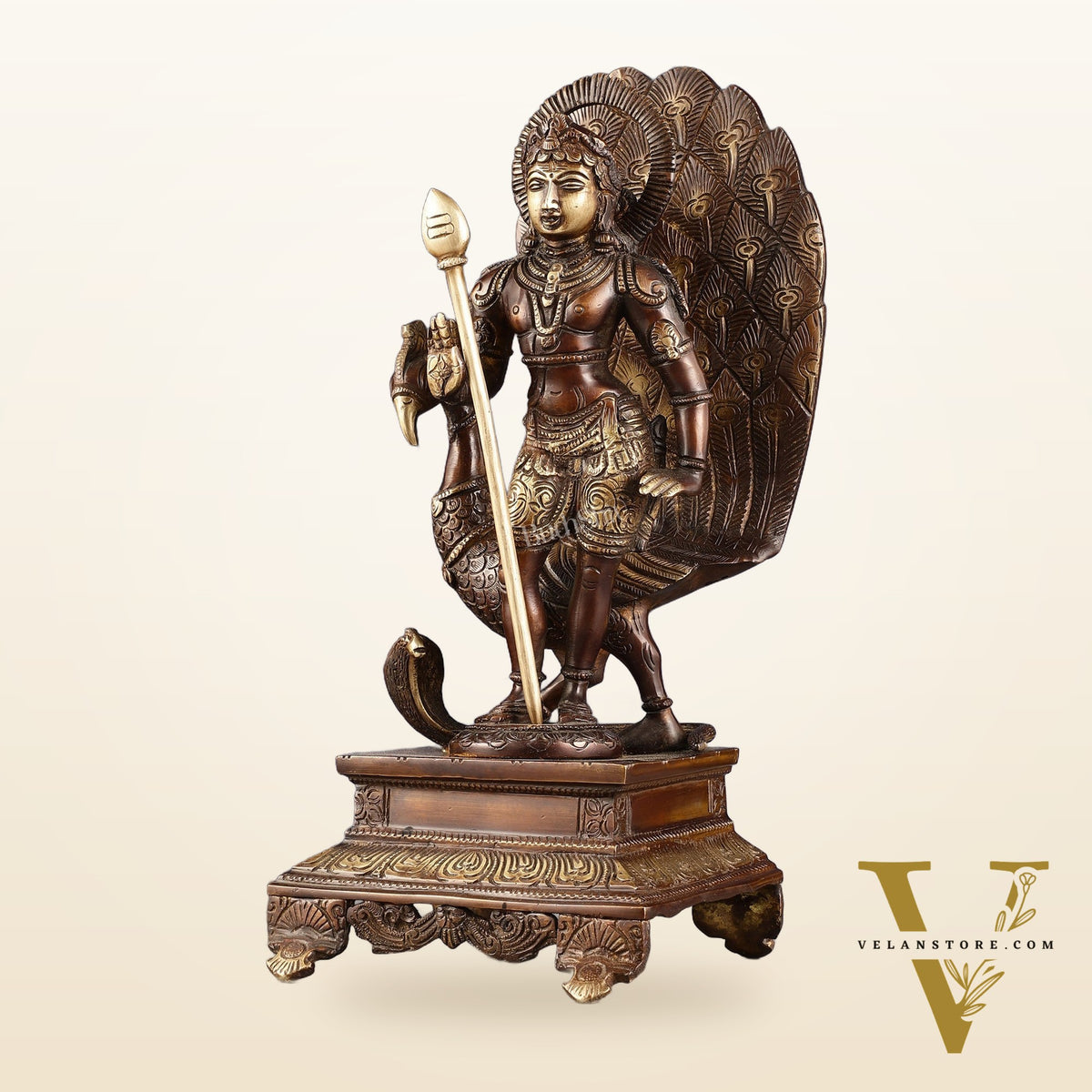 Handcrafted Lord Murgan Brass Idol - 12" Chola Finish