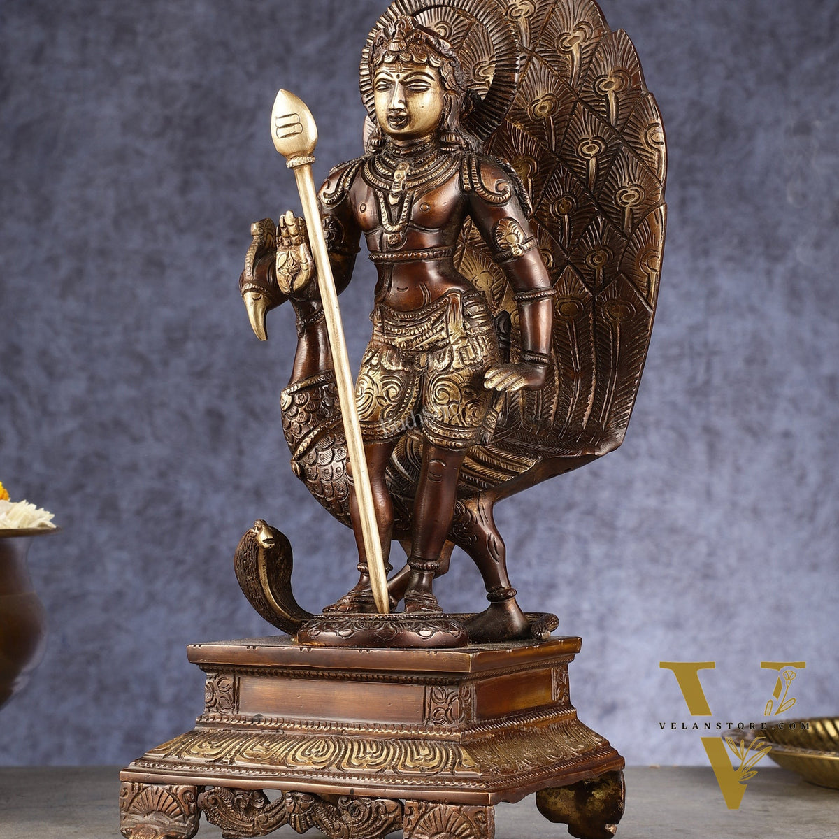 Handcrafted Lord Murgan Brass Idol - 12" Chola Finish