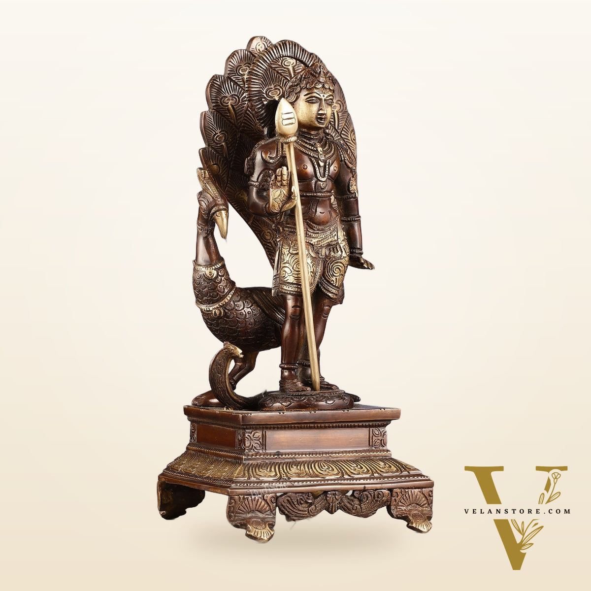 Handcrafted Lord Murgan Brass Idol - 12" Chola Finish
