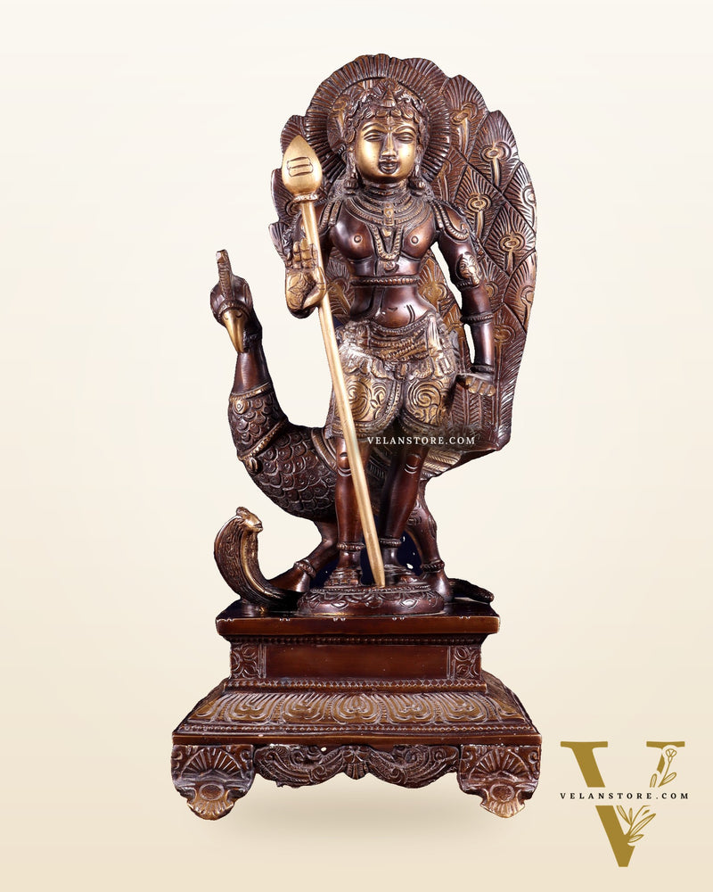 Handcrafted Lord Murgan Brass Idol - 12" Chola Finish
