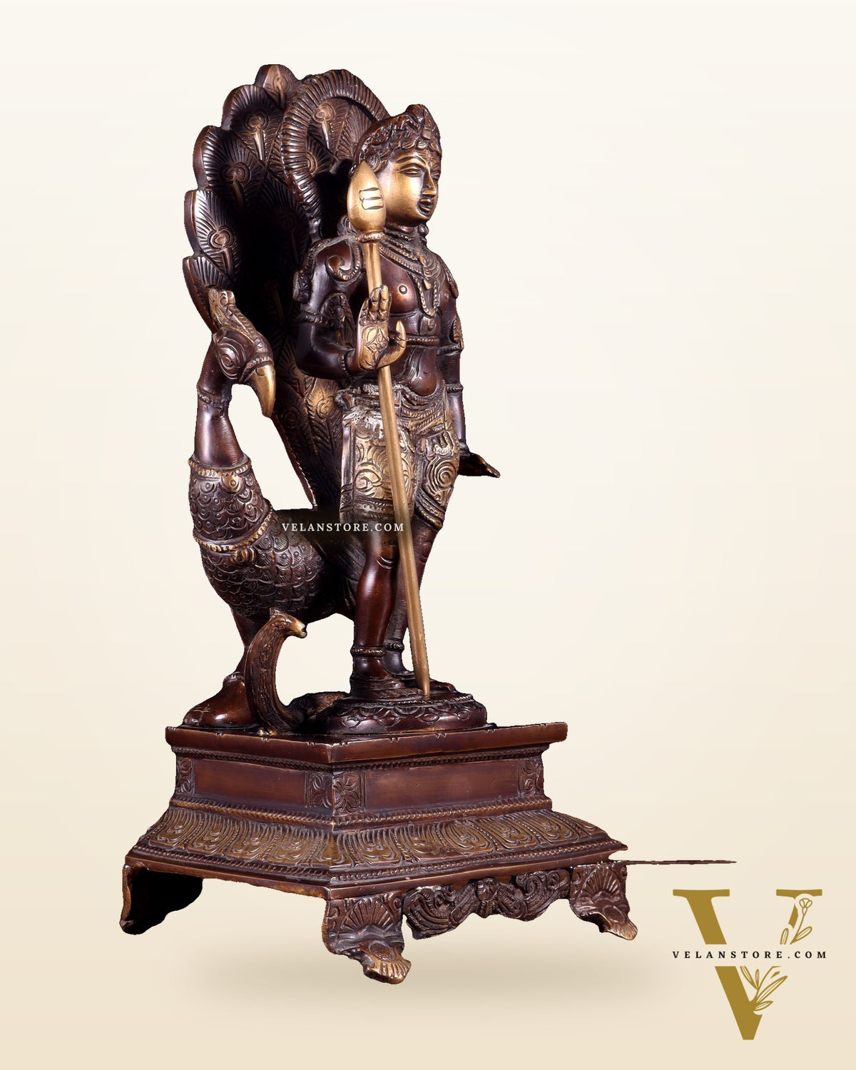 Handcrafted Lord Murgan Brass Idol - 12" Chola Finish