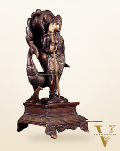 Handcrafted Lord Murgan Brass Idol - 12" Chola Finish