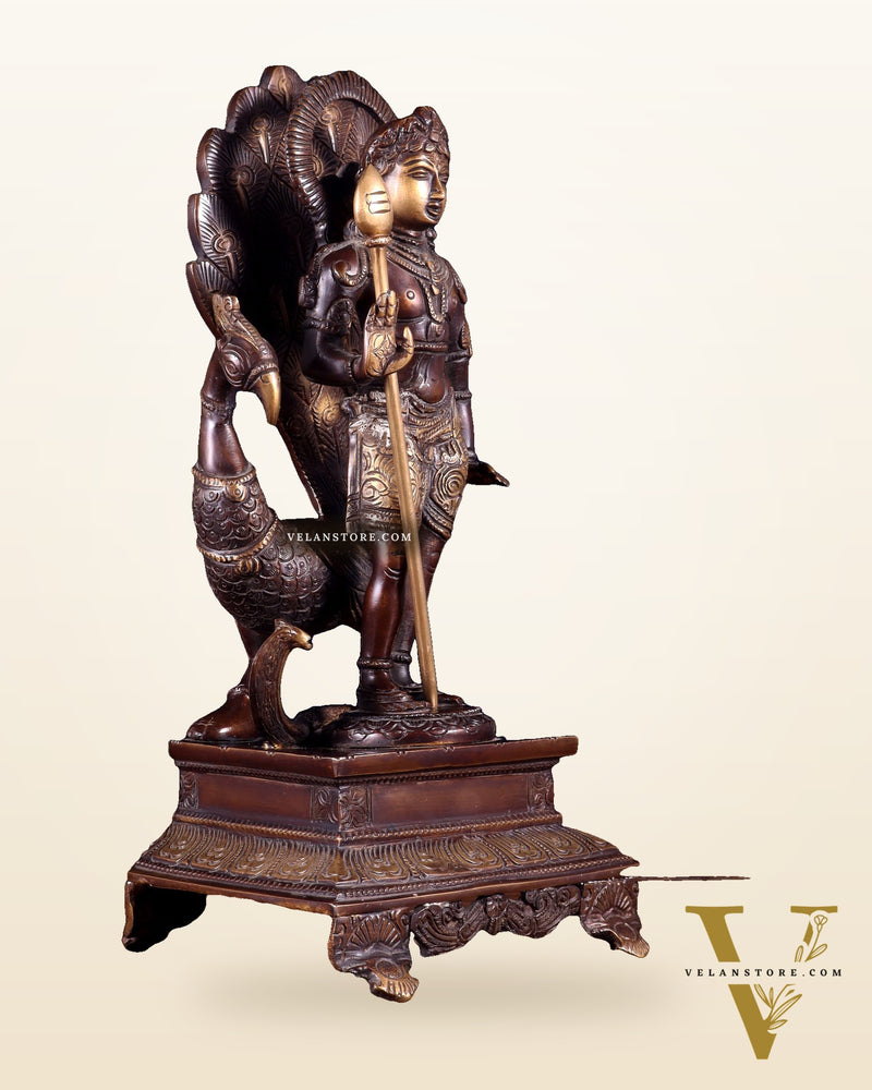 Handcrafted Lord Murgan Brass Idol - 12" Chola Finish