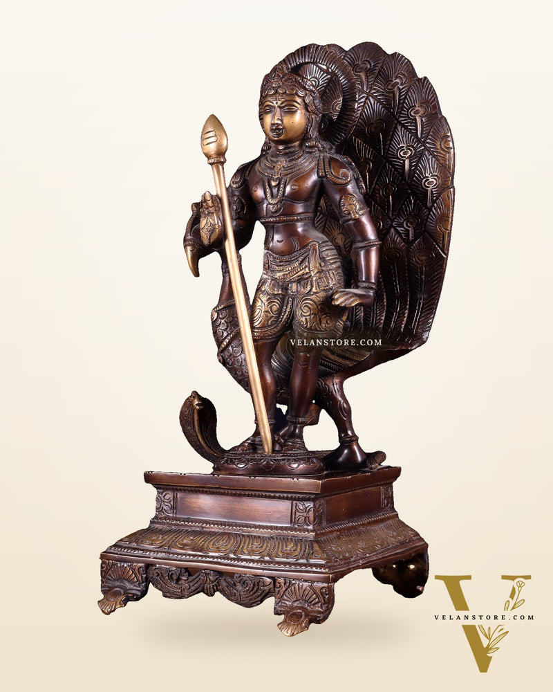Handcrafted Lord Murgan Brass Idol - 12" Chola Finish