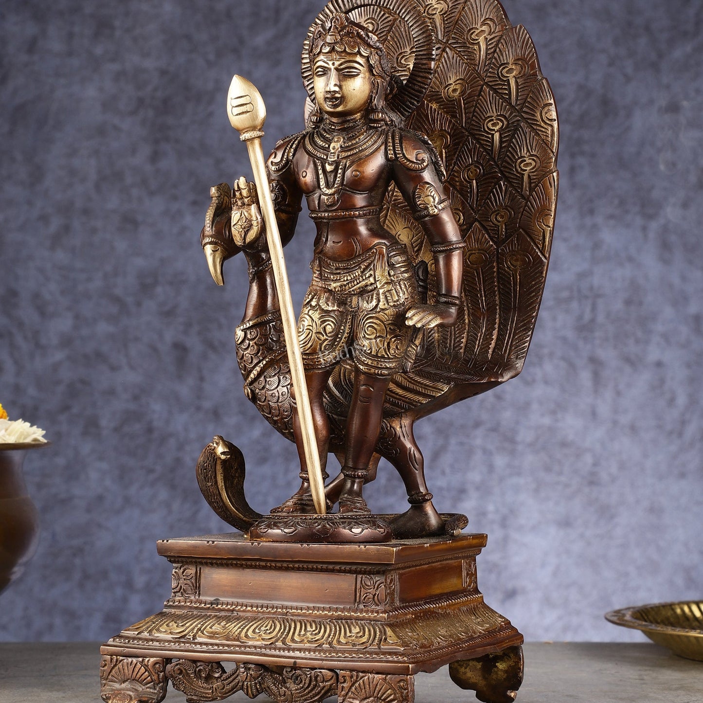 Handcrafted Lord Murgan Brass Idol - 12" Chola Finish