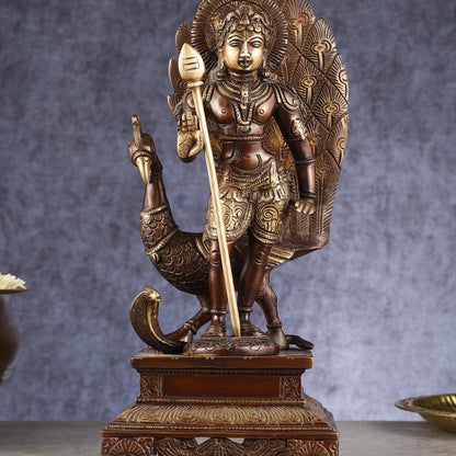 Handcrafted Lord Murgan Brass Idol - 12" Chola Finish