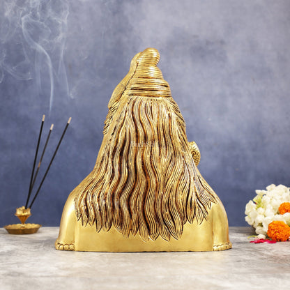 Handcrafted Lord Shiva Bust Statue - Superfine Brass 12"