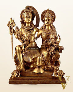 Handcrafted Lord Shiva Family Statue - Superfine Brass | 18" Height
