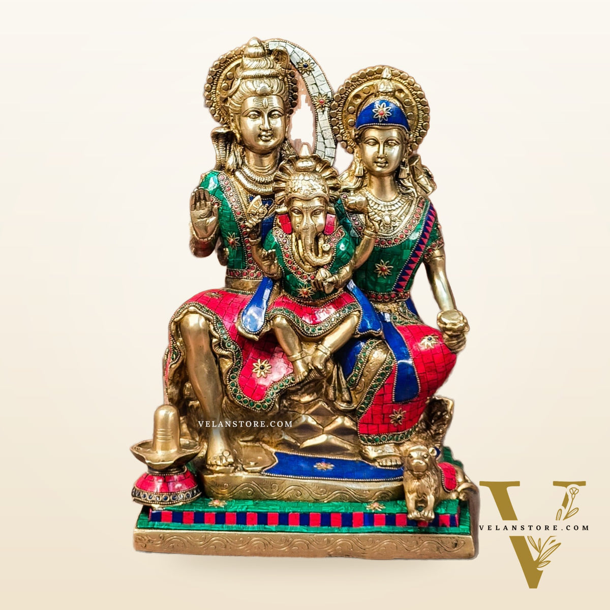 Handcrafted Lord Shiva Family Statue - Superfine Brass | 18" Height