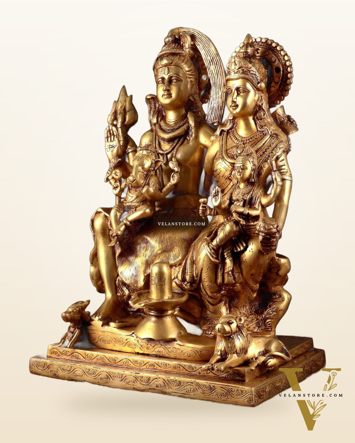Handcrafted Lord Shiva Family Statue - Superfine Brass | 18" Height