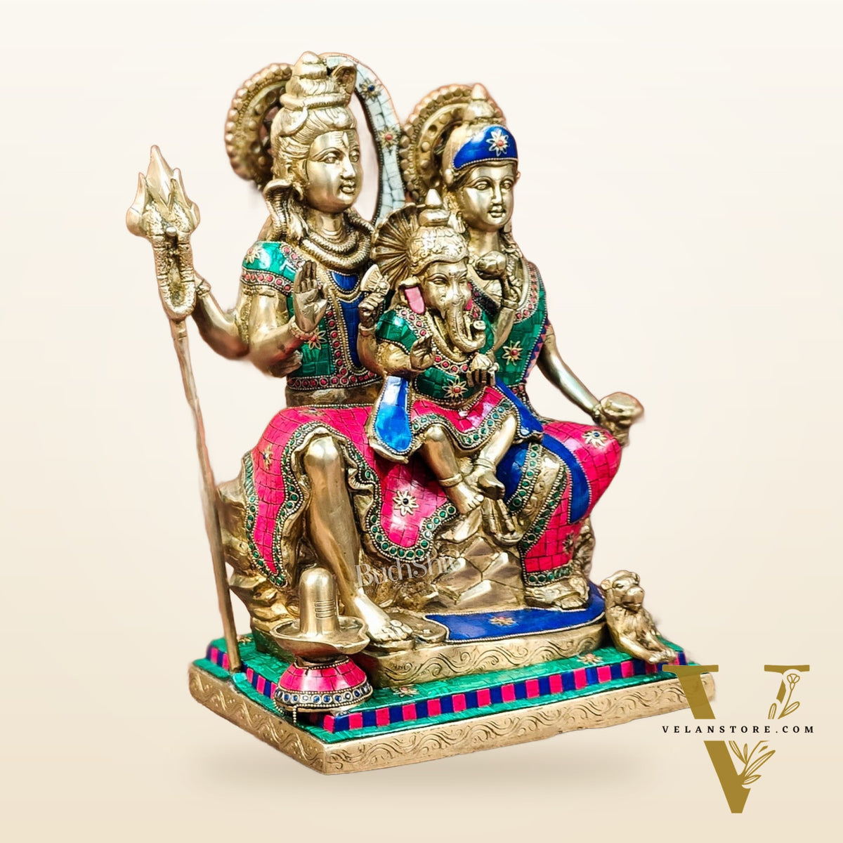 Handcrafted Lord Shiva Family Statue - Superfine Brass | 18" Height