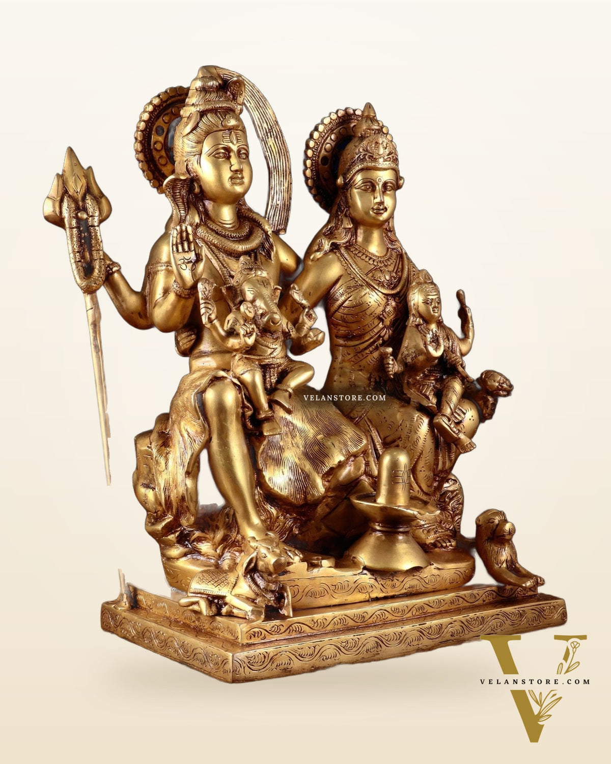 Handcrafted Lord Shiva Family Statue - Superfine Brass | 18" Height