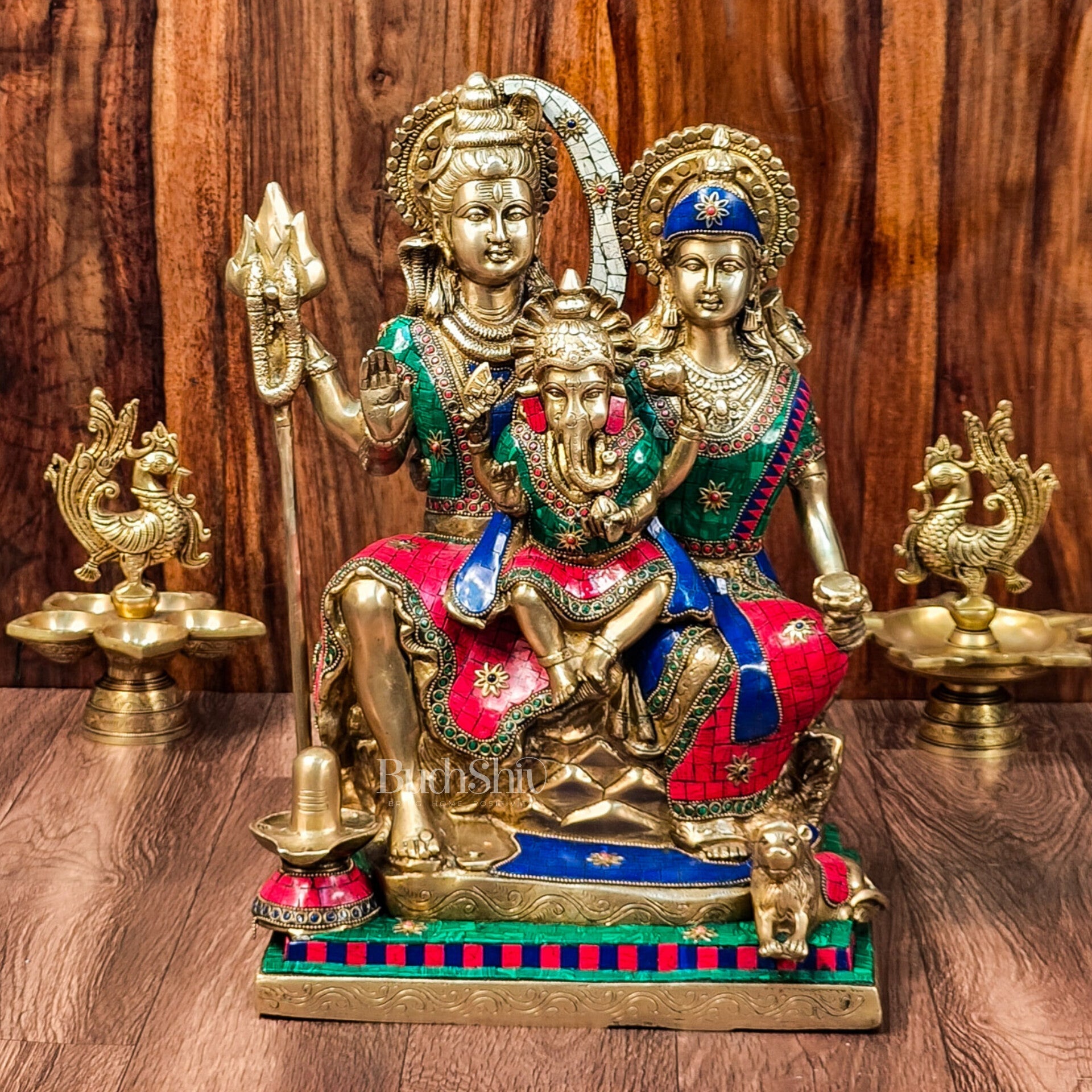 Handcrafted Lord Shiva Family Statue - Superfine Brass | 18" Height