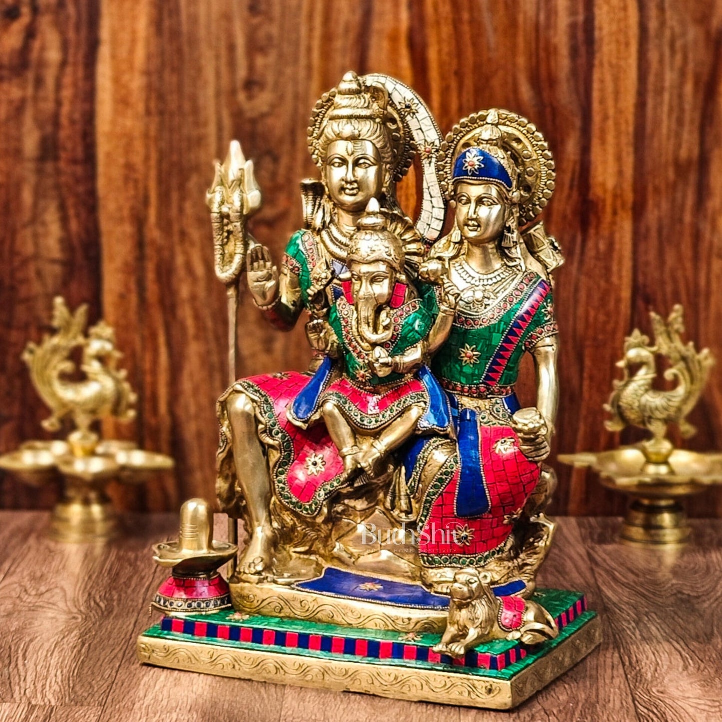 Handcrafted Lord Shiva Family Statue - Superfine Brass | 18" Height