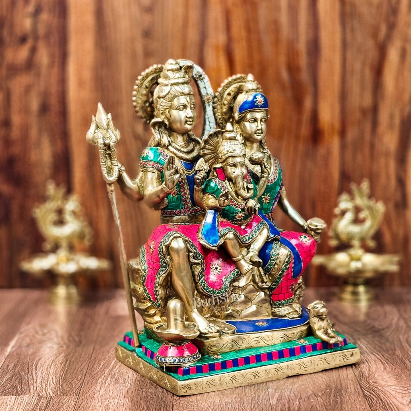 Handcrafted Lord Shiva Family Statue - Superfine Brass | 18" Height