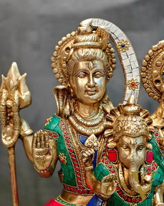 Handcrafted Lord Shiva parivar Statue - Superfine Brass | 18" Height