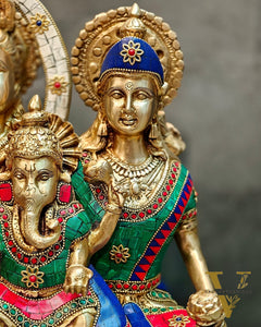Handcrafted Lord Shiva parivar Statue - Superfine Brass | 18" Height