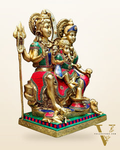 Handcrafted Lord Shiva parivar Statue - Superfine Brass | 18" Height