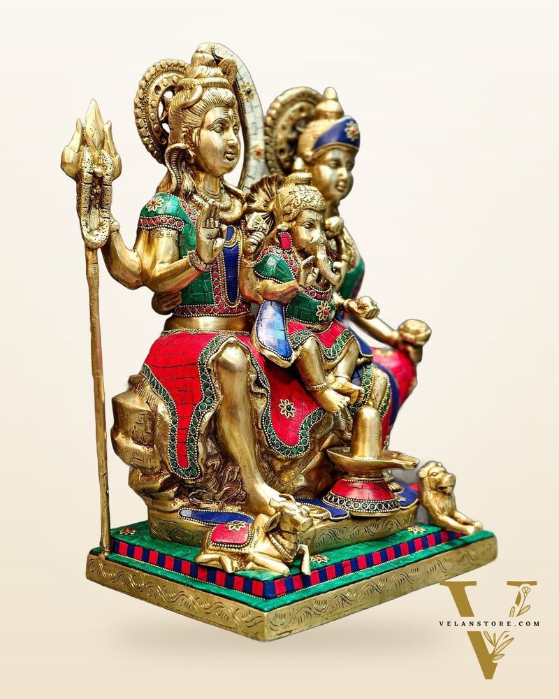 Handcrafted Lord Shiva parivar Statue - Superfine Brass | 18" Height