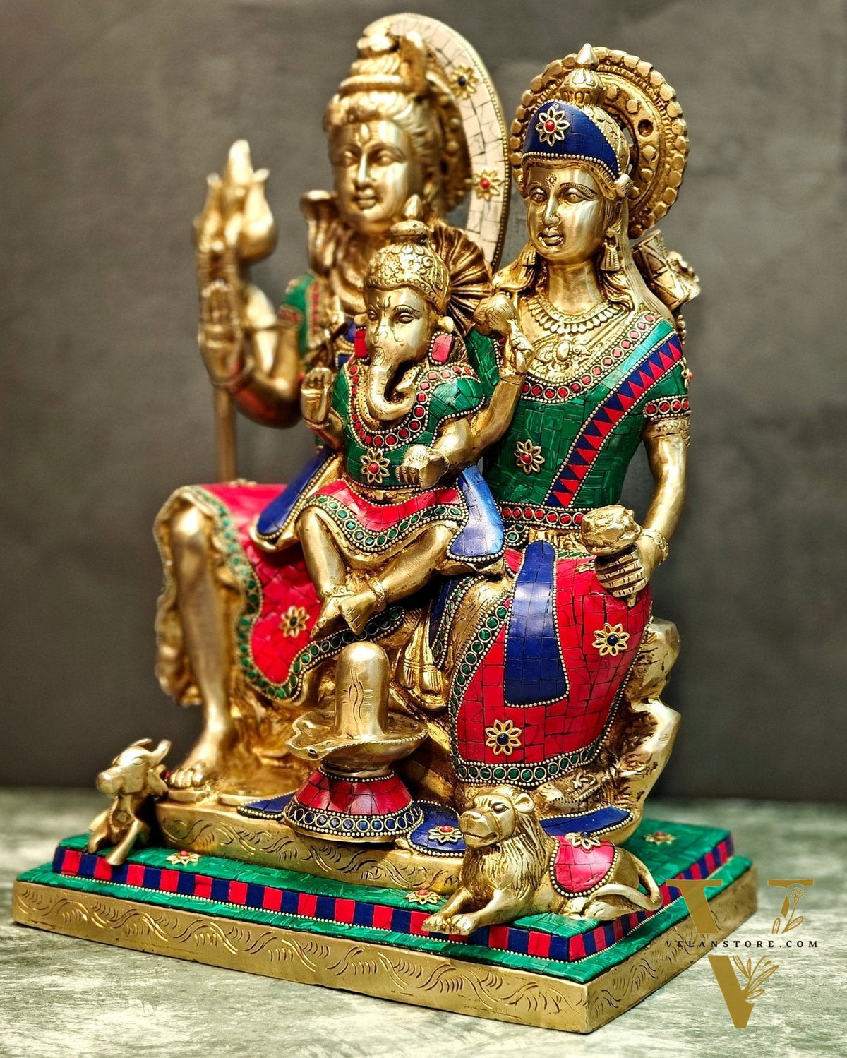 Handcrafted Lord Shiva parivar Statue - Superfine Brass | 18" Height