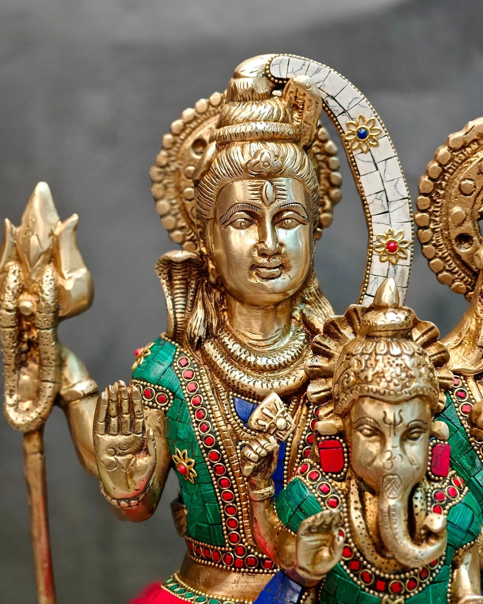 Handcrafted Lord Shiva parivar Statue - Superfine Brass | 18" Height