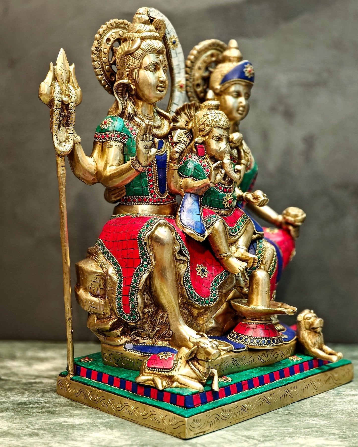 Handcrafted Lord Shiva parivar Statue - Superfine Brass | 18" Height