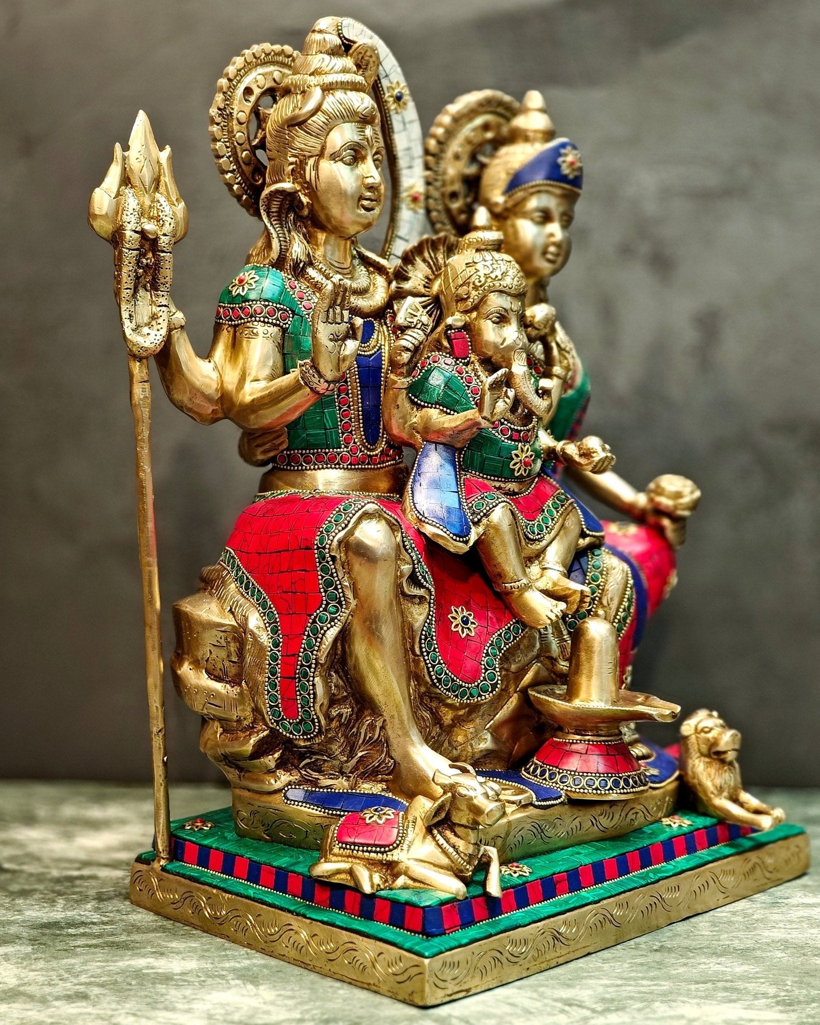 Handcrafted Lord Shiva parivar Statue - Superfine Brass | 18" Height