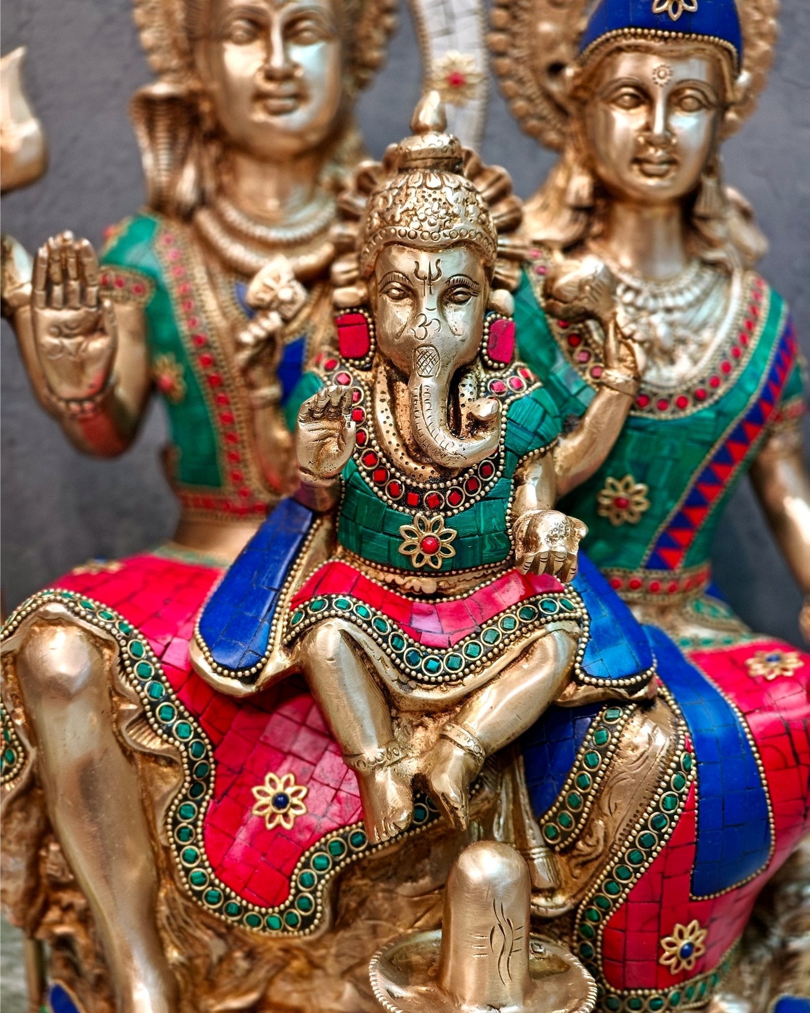 Handcrafted Lord Shiva parivar Statue - Superfine Brass | 18" Height
