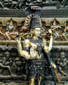Handcrafted Lord Vishnu with Sheshanaaga Brass Idol | Divine Serenity | Ink Black and Shine Gold Finish 40"