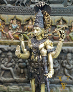 Handcrafted Lord Vishnu with Sheshanaaga Brass Idol | Divine Serenity | Ink Black and Shine Gold Finish 40"