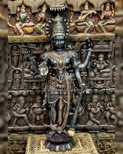 Handcrafted Lord Vishnu with Sheshanaaga Brass Idol | Divine Serenity 40"