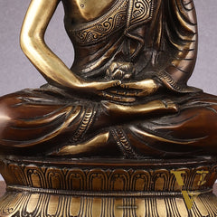 Handcrafted Meditation brass Buddha Idol - Brown Gold 12 inch