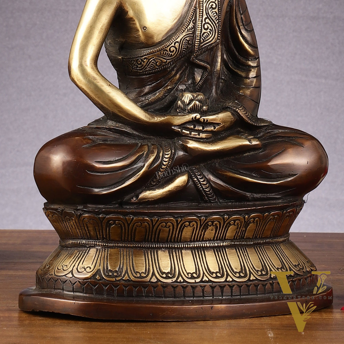 Handcrafted Meditation brass Buddha Idol - Brown Gold 12 inch