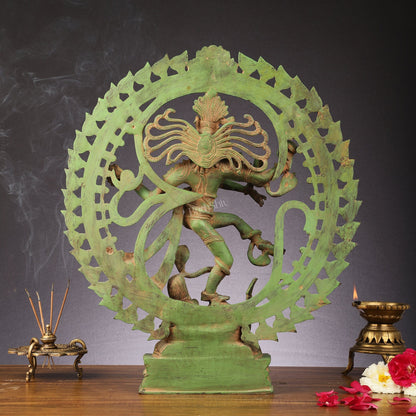 Handcrafted Nataraja Statue with Antique Green Matte 20"