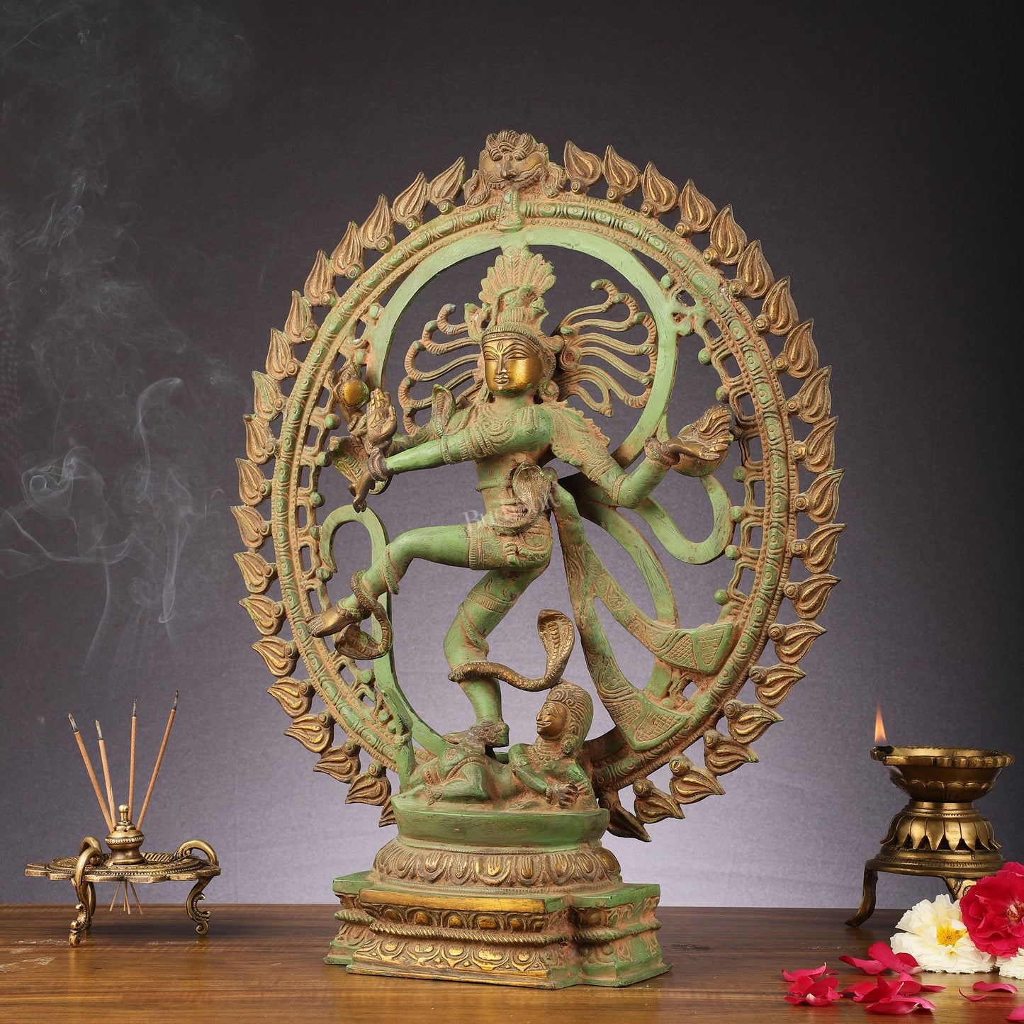 Handcrafted Nataraja Statue with Antique Green Matte 20"