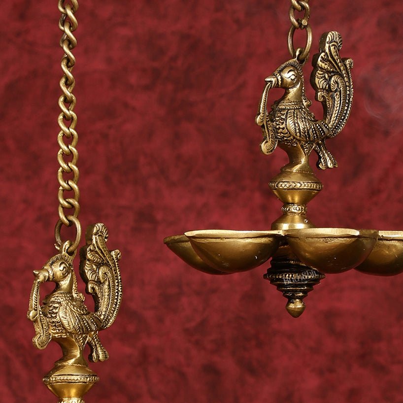 Handcrafted Pair of Brass Annam Diyas | Height 8.5 inch antique finish