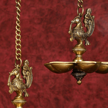 Handcrafted Pair of Brass Annam Diyas | Height 8.5 inch antique finish