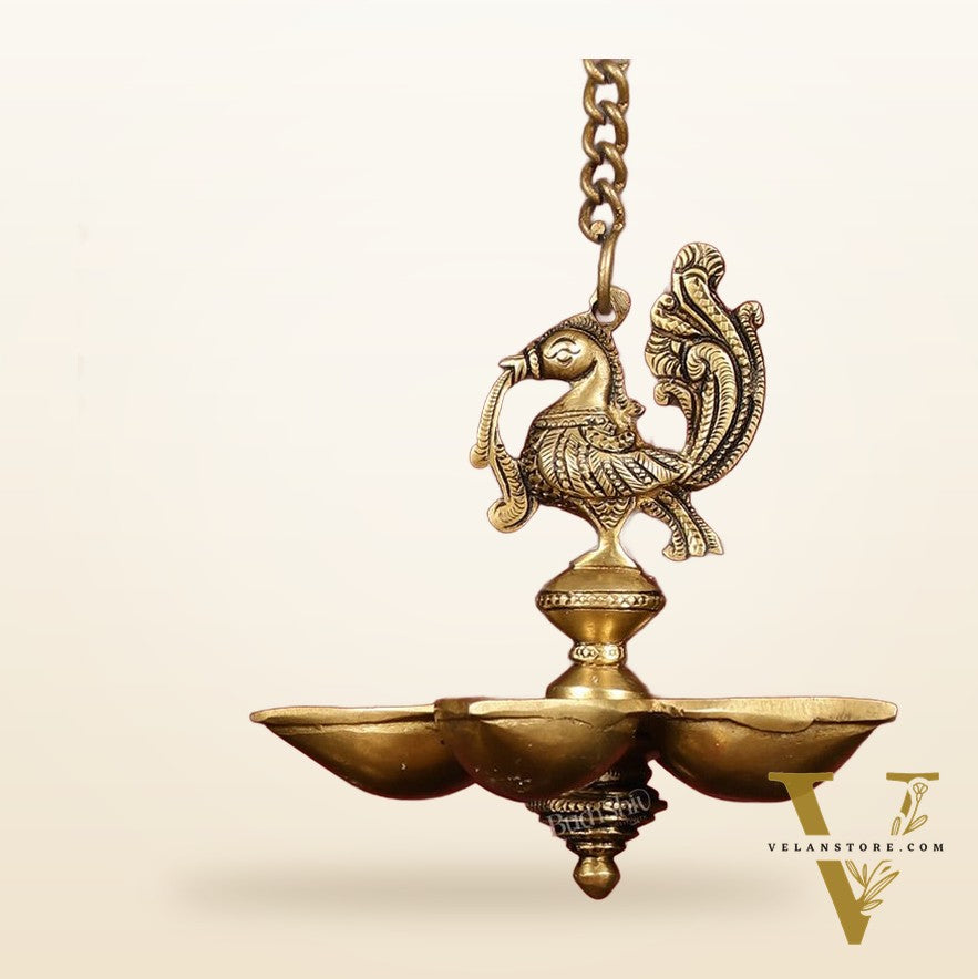 Handcrafted Pair of Brass Annam Diyas | Height 8.5 inch antique finish