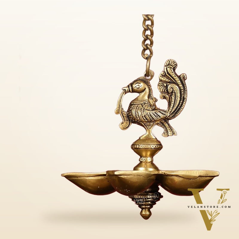 Handcrafted Pair of Brass Annam Diyas | Height 8.5 inch antique finish