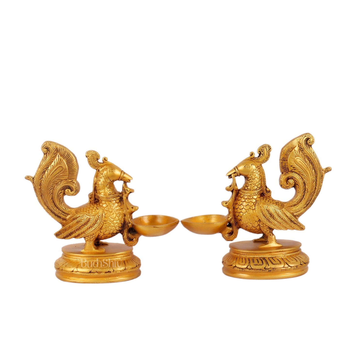 Handcrafted Pair of Brass Annam Diyas | Height 8.5 inches "