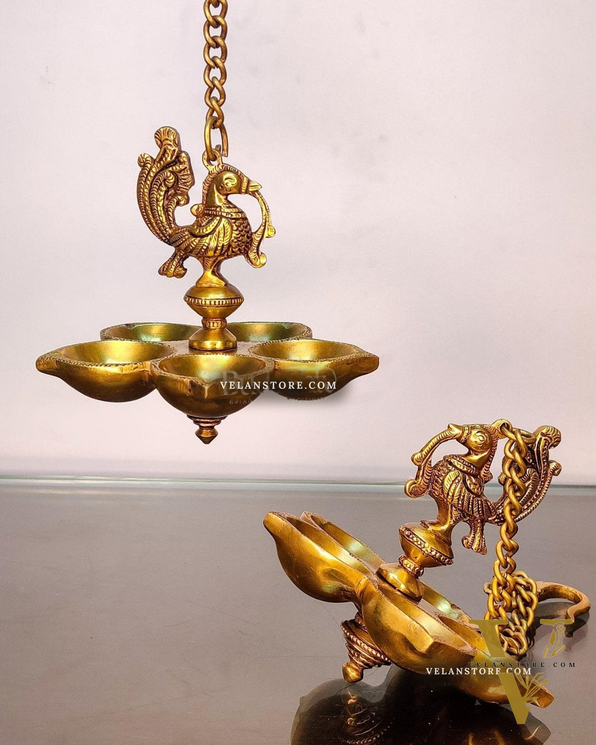 Handcrafted Pair of Brass Annam Diyas | Height 8.5 inches