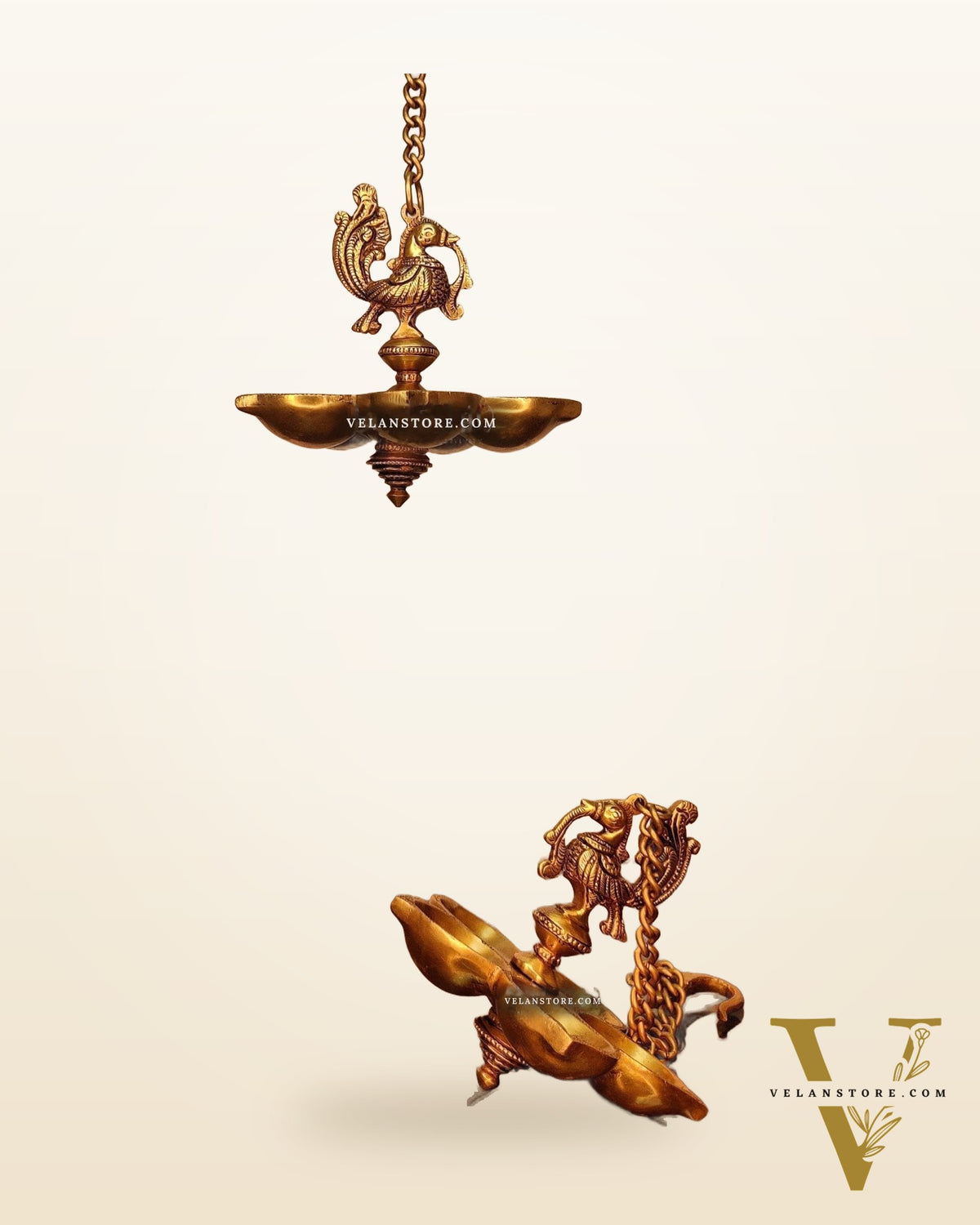 Handcrafted Pair of Brass Annam Diyas | Height 8.5 inches