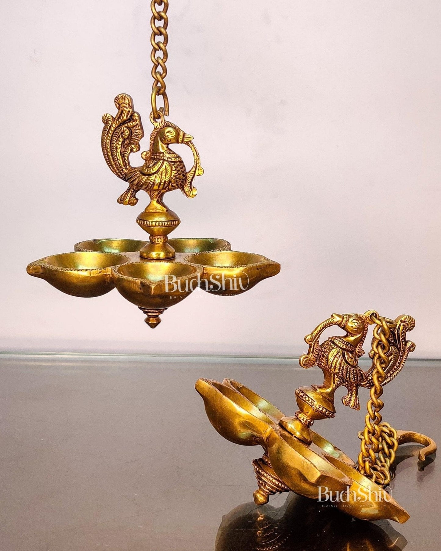 Handcrafted Pair of Brass Annam Diyas | Height 8.5 inches