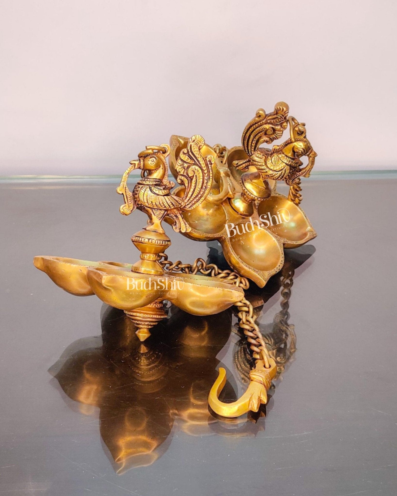 Handcrafted Pair of Brass Annam Diyas | Height 8.5 inches