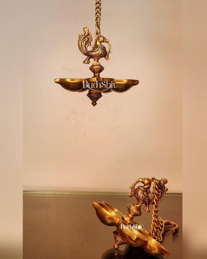 Handcrafted Pair of Brass Annam Diyas | Height 8.5 inches