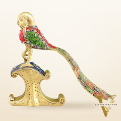 Handcrafted Peacock Showpiece: Pure Brass with Stonework |  13 inch