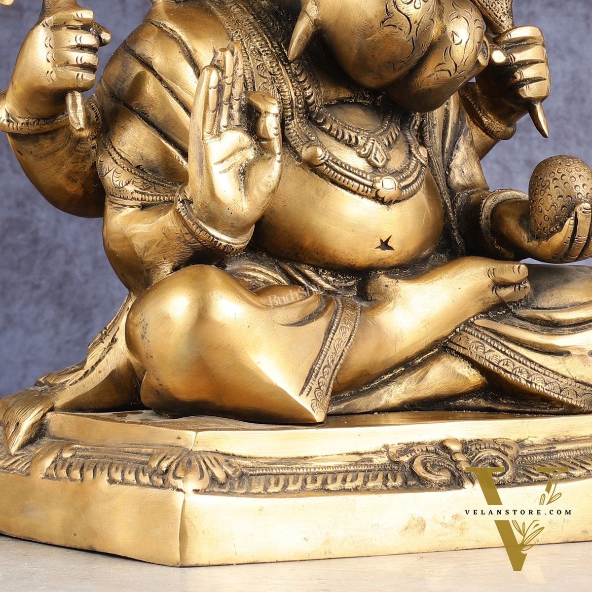 Handcrafted Pure Brass Dagduseth Ganapati Idol - 14"