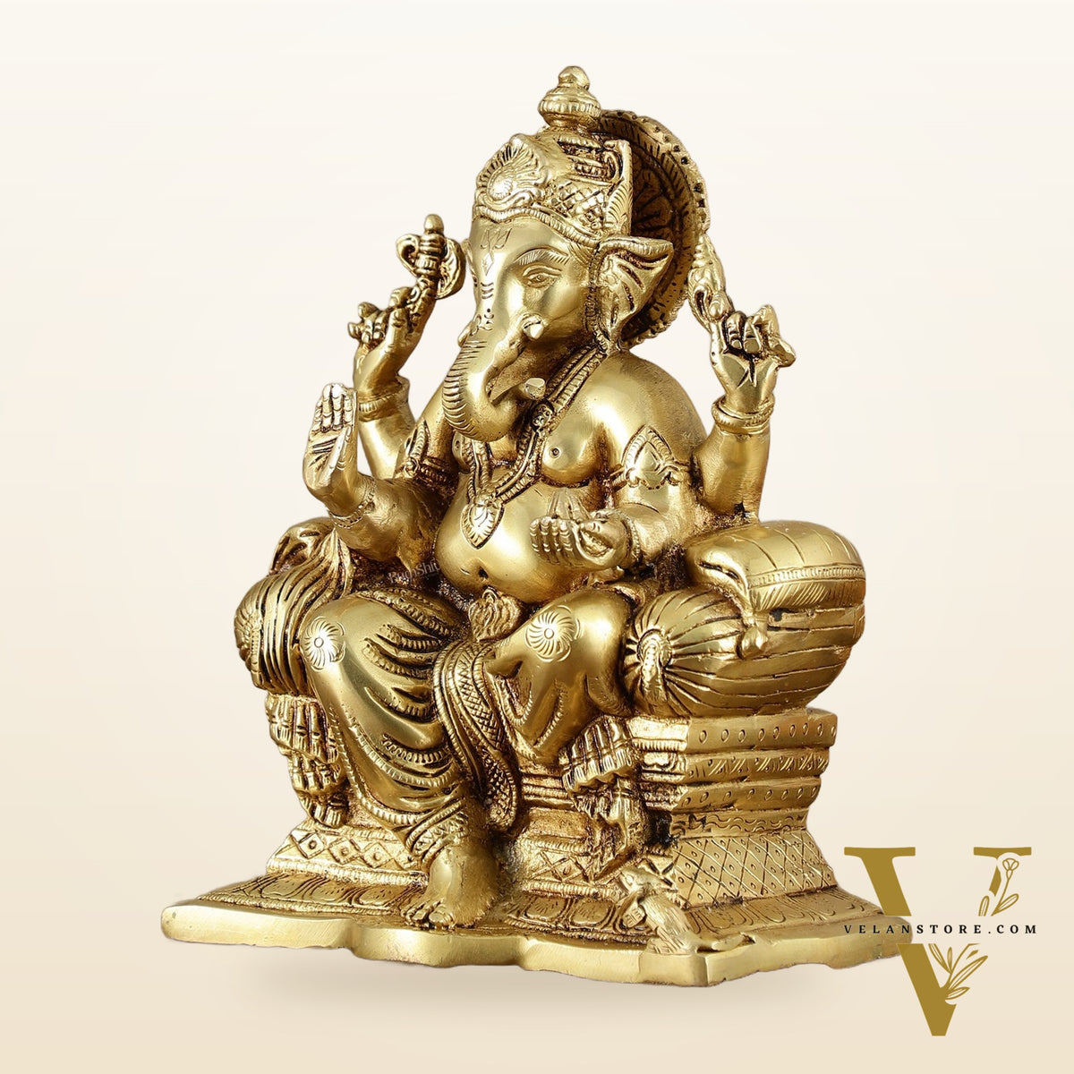 Handcrafted Pure Brass Ganesha Idol – 10" Height